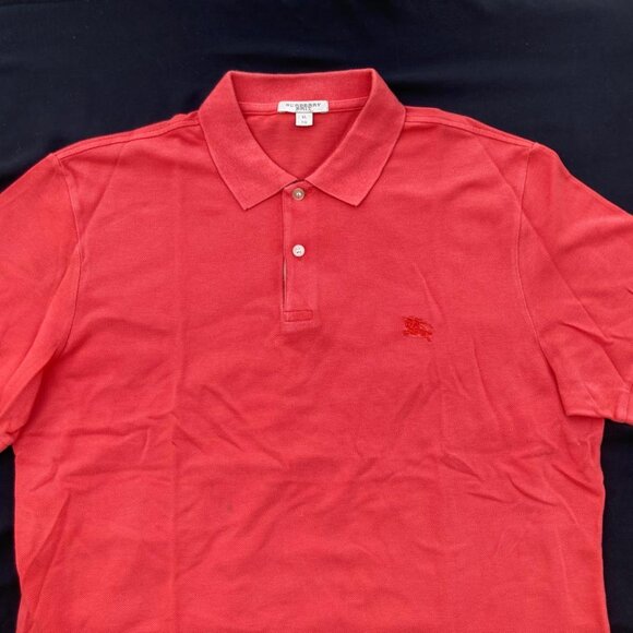 Burberry Brit Men Short Sleeve Shirt Nova Check Red Cotton Pique Polo - Picture 5 of 16